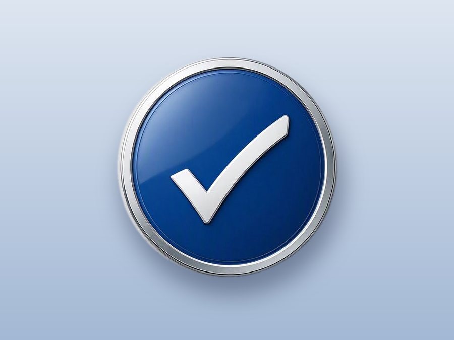 A blue verified check mark badge