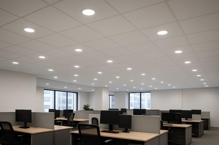 Offices & commercial lit with LED fixtures